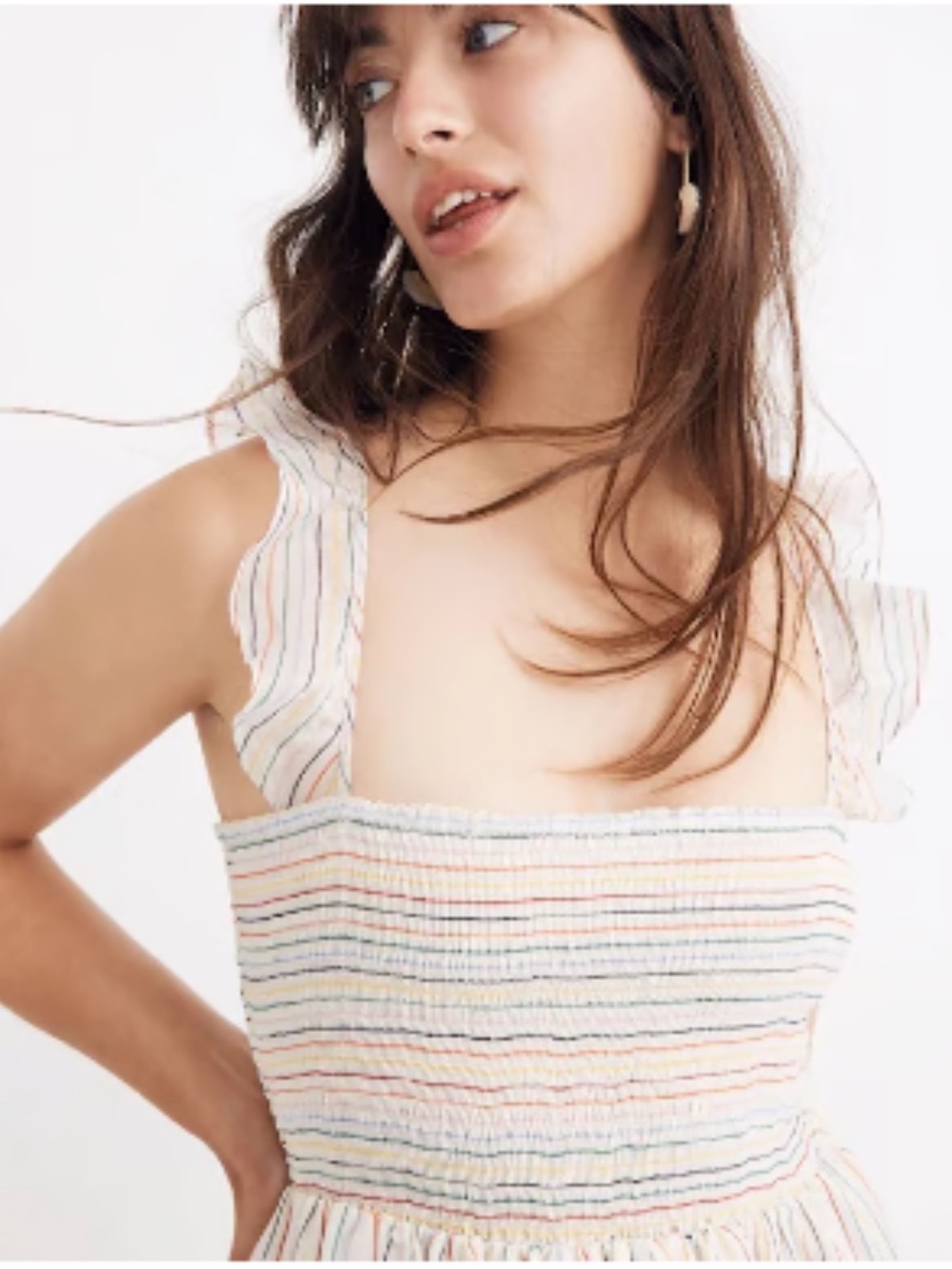 Madewell Rainbow Striped Smocked Maxi Dress size xs